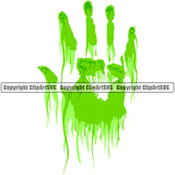 Handprint Green Color Slime Design Element Wet Liquid Splash Splashing Drop Dropping Spill Spilling Drip Dripping Clipart SVG