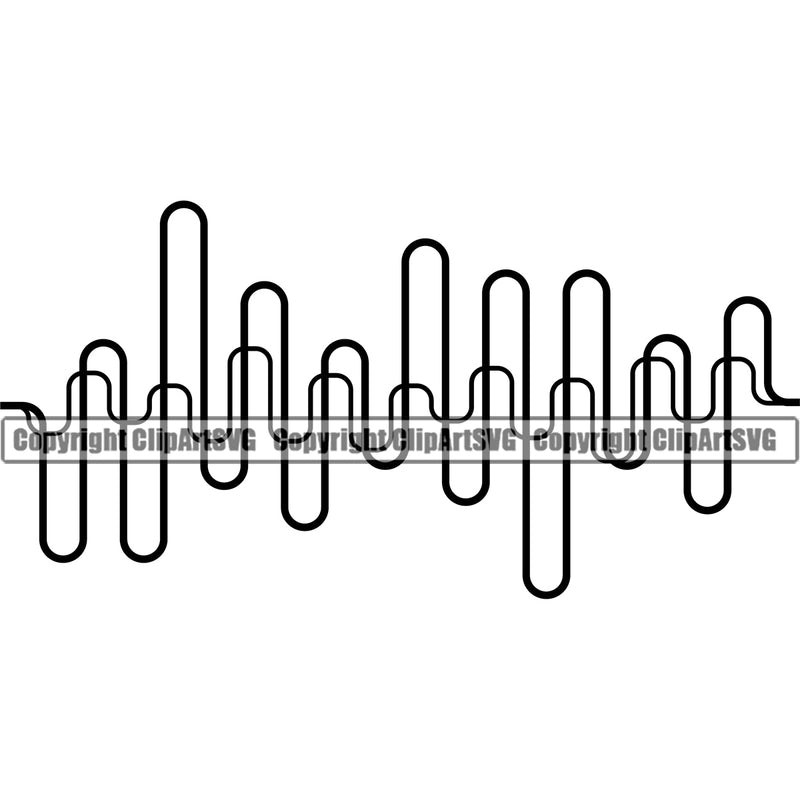 Sound Wave Design Element Digital Equalizer Music Audio White Background Voice Pulse Waveform Volume Song Wave Line Frequency Signal Electronic Pattern Level Beat Logo Clipart SVG