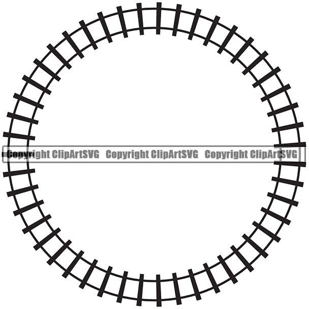 Train Track Locomotive Train Track Line Black Color Circle Design Element Border Outline White Background Logo Clipart SVG