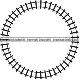 Train Track Locomotive Train Track Line Black Color Circle Design Element Border Outline White Background Logo Clipart SVG
