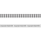 Train Track Locomotive Black Color Straight Line Design Element Border Outline White Railroad Railway Background Subway Platform Logo Clipart SVG
