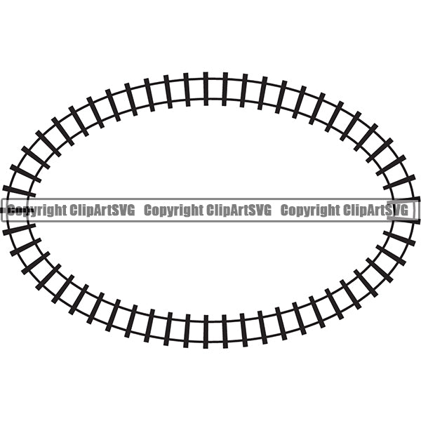 Train Track Locomotive Black Color Oval Line Design Element Border Outline White Railroad Railway Background Subway Platform Logo Clipart SVG