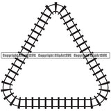 Train Track Locomotive Black Color Triangle Line Design Element Border Outline White Railroad Railway Background Subway Platform Logo Clipart SVG