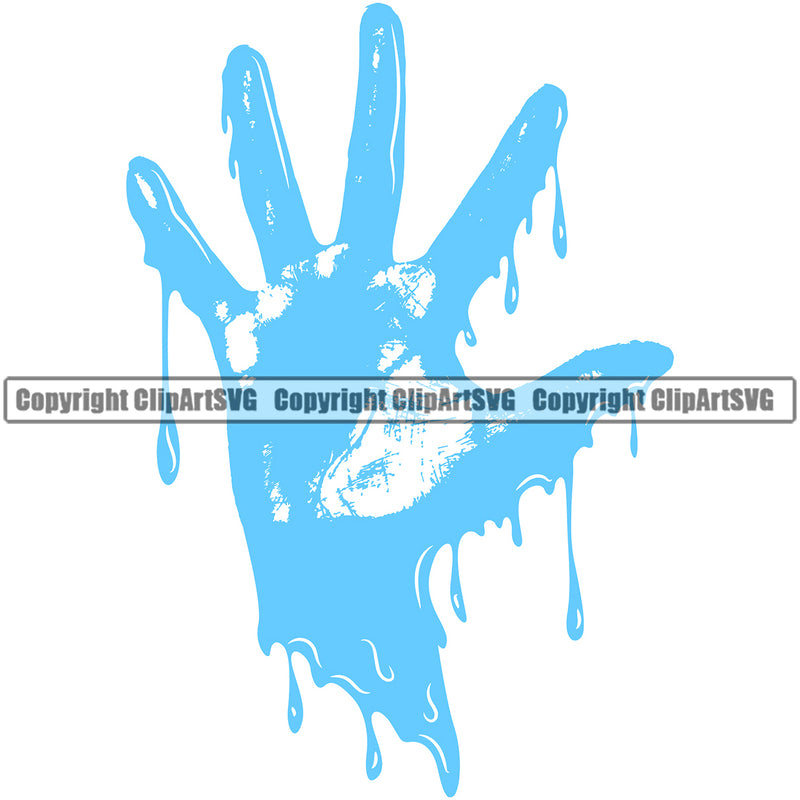 Water Design Handprint Element H20 Clean Clear Wet Liquid Splash Spilling Drip Dripping Melt Melting Drop Dropping Vector Clipart SVG