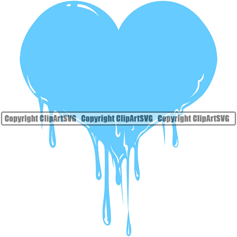 Water Heart Drop Dropping Design Drip Dripping Element H20 Clean Clear Wet Liquid Splash Splashing Splatter Spill Melt Melting Vector Clipart SVG