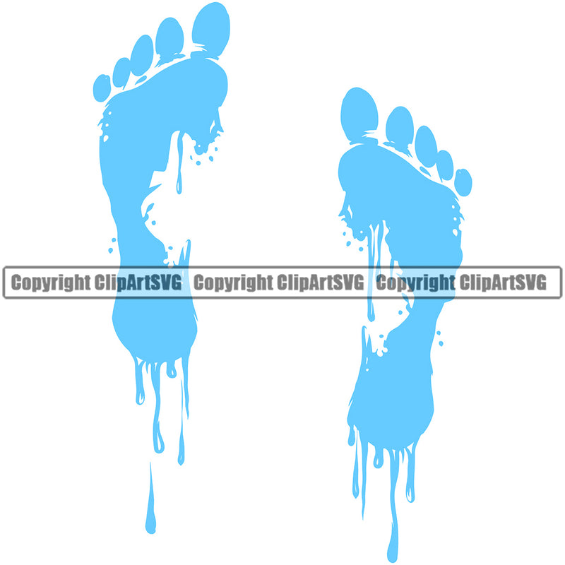 Water Foot Step Design Element H20 Clean Clear Wet Liquid Splash Splashing Splatter Drip Dripping Melt Melting Drop Dropping Clipart SVG