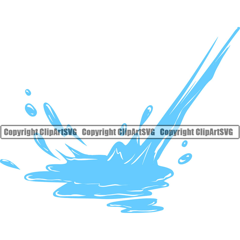 Water Design Element H20 Clean Clear Wet Liquid Splash Spilling Drip Dripping Melt Melting Drop Dropping Splatter Spill Vector Clipart SVG