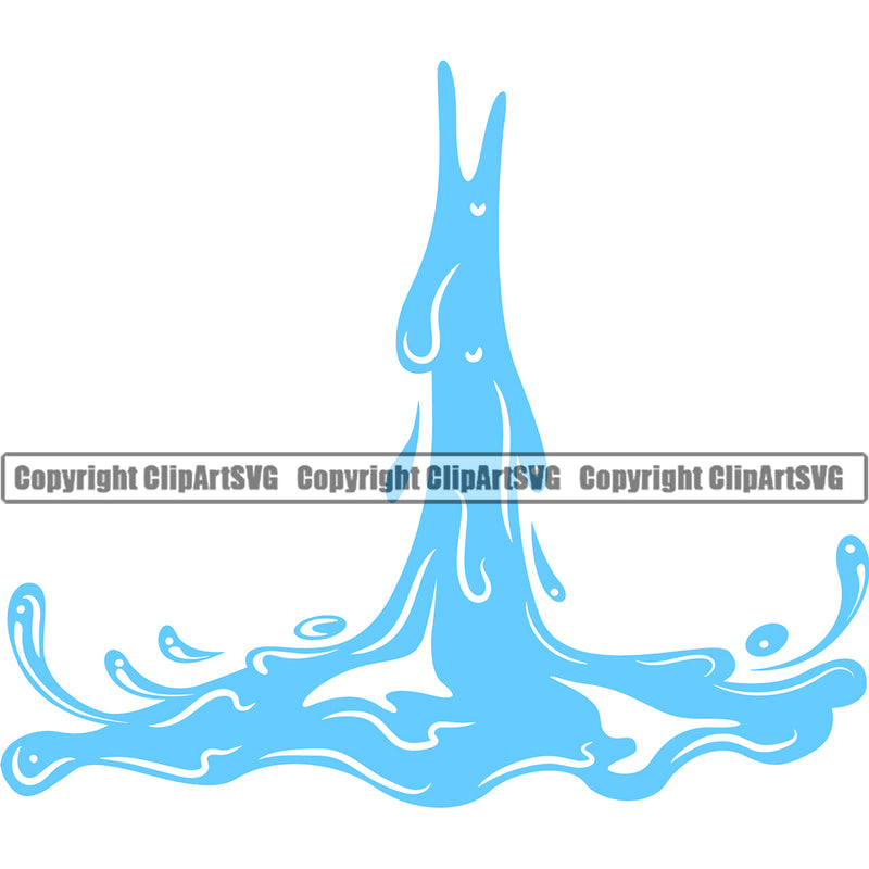 Water Liquid Design Element H20 Clean Wet Splash Splashing Clear Spilling Drip Dripping Melt Melting Drop Vector Clipart SVG