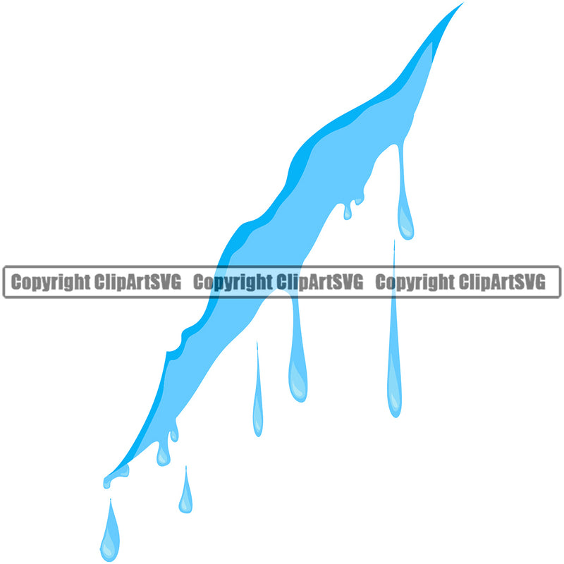 Water Cut Slice Design H20 Clean Clear Liquid Element Wet Spilling Drip Dripping Melt Melting Drop Dropping Splatter Spill Vector Clipart SVG