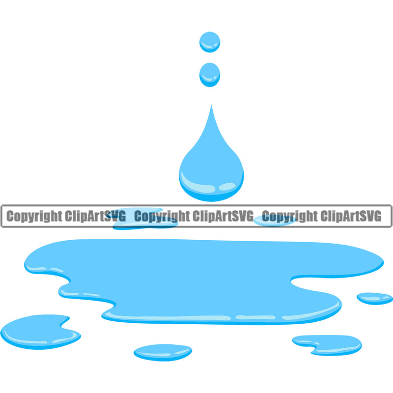 Water Drip Dripping Design Element H20 Clean Clear Wet Liquid Splash Splashing Splatter Spill Melting Drop Dropping Vector Clipart SVG