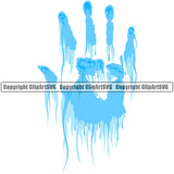 Water Handprint Design Element H20 Melt Melting Drop Dropping Drip Dripping Liquid Splash Splashing Splatter Spill Vector Clipart SVG