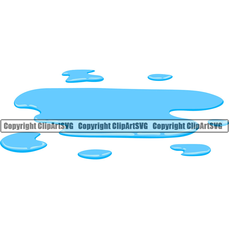 Water Puddle Design Element H20 Clean Clear Wet Liquid Splash Splashing Splatter Spill Spilling Melt Melting Drop Dropping Clipart SVG