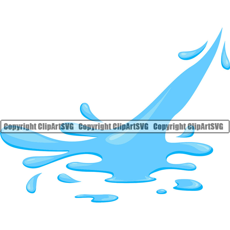 Water Splash Design Element H20 Clean Clear Wet Liquid Splashing Splatter Spill Spilling Dripping Melt Melting Dropping Clipart SVG