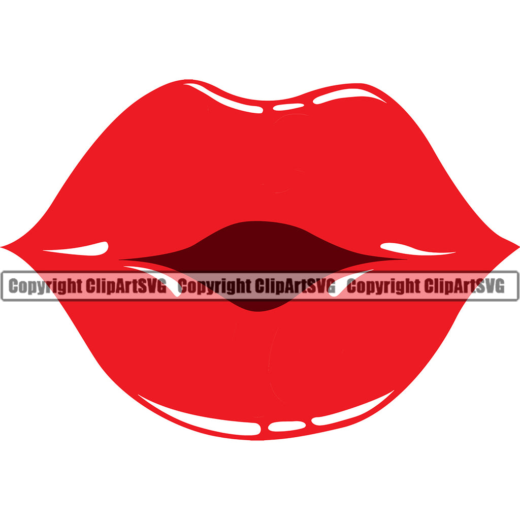 Lips Red Color Kiss Design Element Face Sexy Mouth Position Woman Female Girl Lady Cartoon Character Mascot Creation Create Art Artwork Creator Business Company Logo Clipart SVG