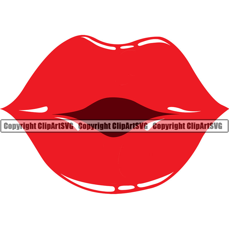 Lips Red Color Kiss Design Element Face Sexy Mouth Position Woman Female Girl Lady Cartoon Character Mascot Creation Create Art Artwork Creator Business Company Logo Clipart SVG