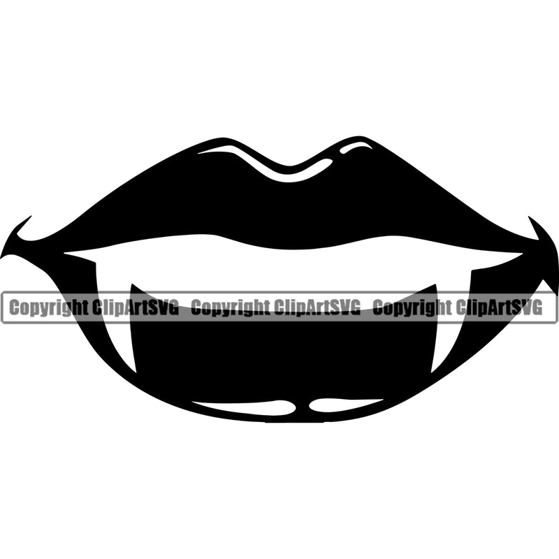 Lips Fangs Design Element Face Sexy Mouth Position Woman Female Girl Lady Cartoon Character Mascot Creation Create Art Artwork Creator Business Company Logo Clipart SVG