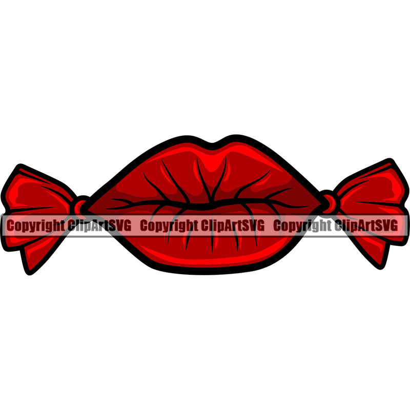 Lips Candy Wrapper Design Element Face Sexy Mouth Position Cartoon Character Woman Female Girl Lady Create Art Artwork Creator Business Company Logo Clipart SVG