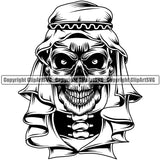 Skull Skeleton Head Design Element Arab Looks Black And White Face Skull Death Head Skeleton Dead Face Horror Human Bone Evil Tattoo Grunge Scary Gothic Art Logo Clipart SVG