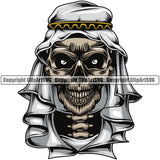 Skull Skeleton Head Color Design Element Arab Looks White Background Face Skull Death Head Skeleton Dead Face Horror Human Bone Evil Tattoo Grunge Scary Gothic Art Logo Clipart SVG