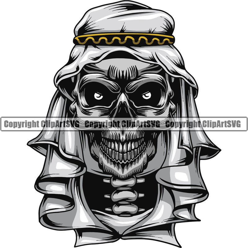 Black And White Vector Skull Skeleton Head Design Element Arab Looks Face White Background Skull Death Head Skeleton Dead Face Horror Human Bone Evil Tattoo Grunge Scary Gothic Art Logo Clipart SVG