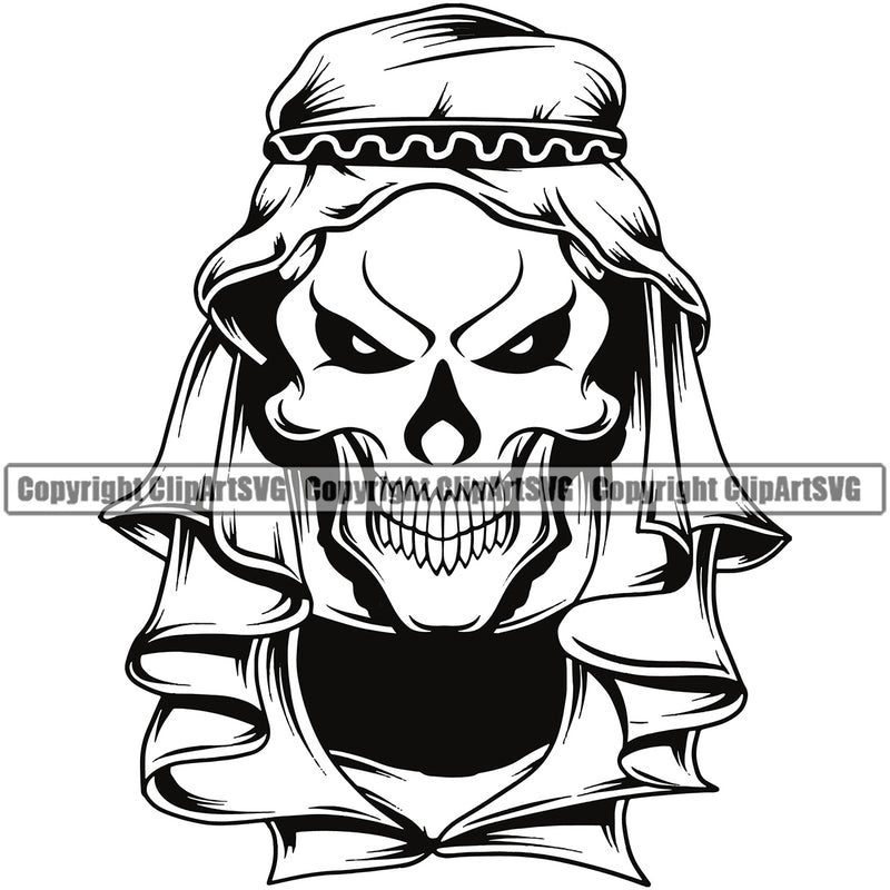Black And White Skull Skeleton Head Design Element Artwork Vector Arab Looks Face White Background Skull Death Head Skeleton Dead Face Horror Human Bone Evil Tattoo Grunge Scary Gothic Art Logo Clipart SVG