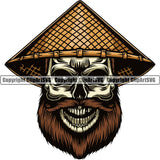 Skull Skelton Color Face Wearing Ethnic Chinese Hat Design Element Death Head Skeleton Dead Face Horror Human Bone Evil Tattoo Grunge Scary Gothic Art Logo Clipart SVG
