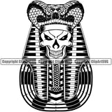 Black And White Ethnic Egypt Egyptian Pharaoh Skull Cobra Silver Face Design Element Red Color Eyes Skull Death Head Skeleton Dead Face Horror Human Bone Evil Tattoo Grunge Scary Gothic Art Logo Clipart SVG