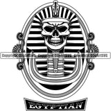 Black And White Ethnic Egyptian Tomb Skull Skeleton Head Logo Design Element BW Skull Angry Face Death Head Skeleton Dead Face Horror Human Bone Evil Tattoo Grunge Scary Gothic Art Logo Clipart SVG