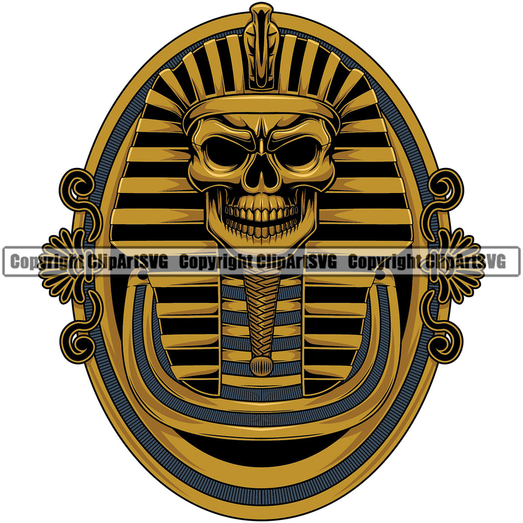Ethnic Egyptian Tomb Skull Skeleton Head Logo Color Head Design Element Skull Angry Face White Background Death Head Skeleton Dead Face Horror Human Bone Evil Tattoo Grunge Scary Gothic Art Logo Clipart SVG