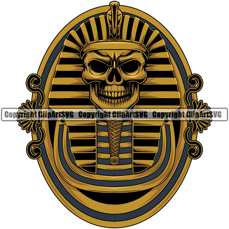Ethnic Egyptian Tomb Skull Skeleton Head Logo Color Head Design Element Skull Angry Face White Background Death Head Skeleton Dead Face Horror Human Bone Evil Tattoo Grunge Scary Gothic Art Logo Clipart SVG