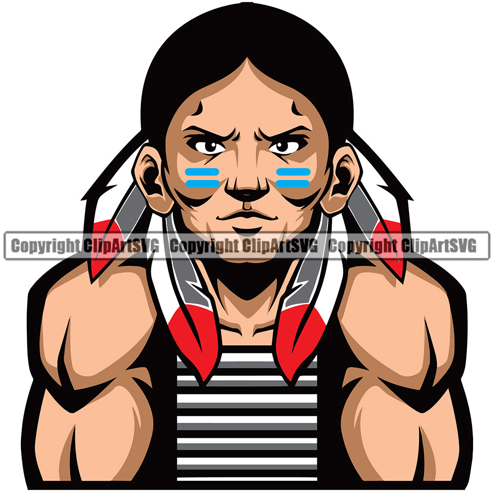 Native American Indian Culture Art Ethnic History Color Body Design Element Design Element Tribal Headdress White Background Tribe Warrior Chief Design Logo Clipart SVG