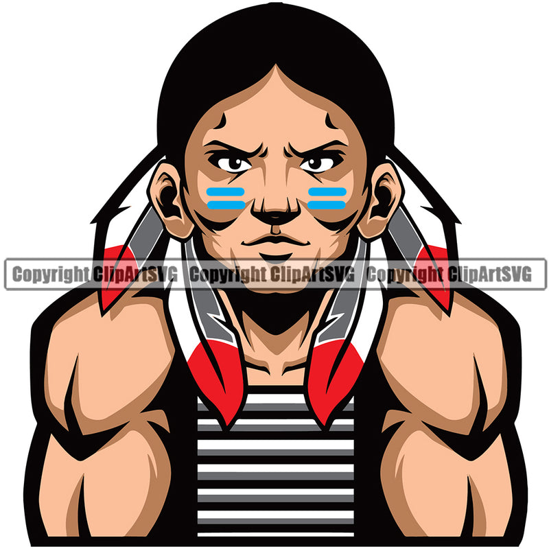 Native American Indian Culture Art Ethnic History Color Body Design Element Design Element Tribal Headdress White Background Tribe Warrior Chief Design Logo Clipart SVG