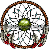Native American Indian Culture Art Ethnic History Tribal Indian Dream Catcher Color Design Element Headdress White Background Tribe Warrior Chief Design Logo Clipart SVG