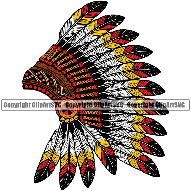 Native American Indian Culture Art Ethnic History Tribal Headdress Skull Skeleton Hat Design Element White Background Tribe Warrior Chief Design Logo Clipart SVG