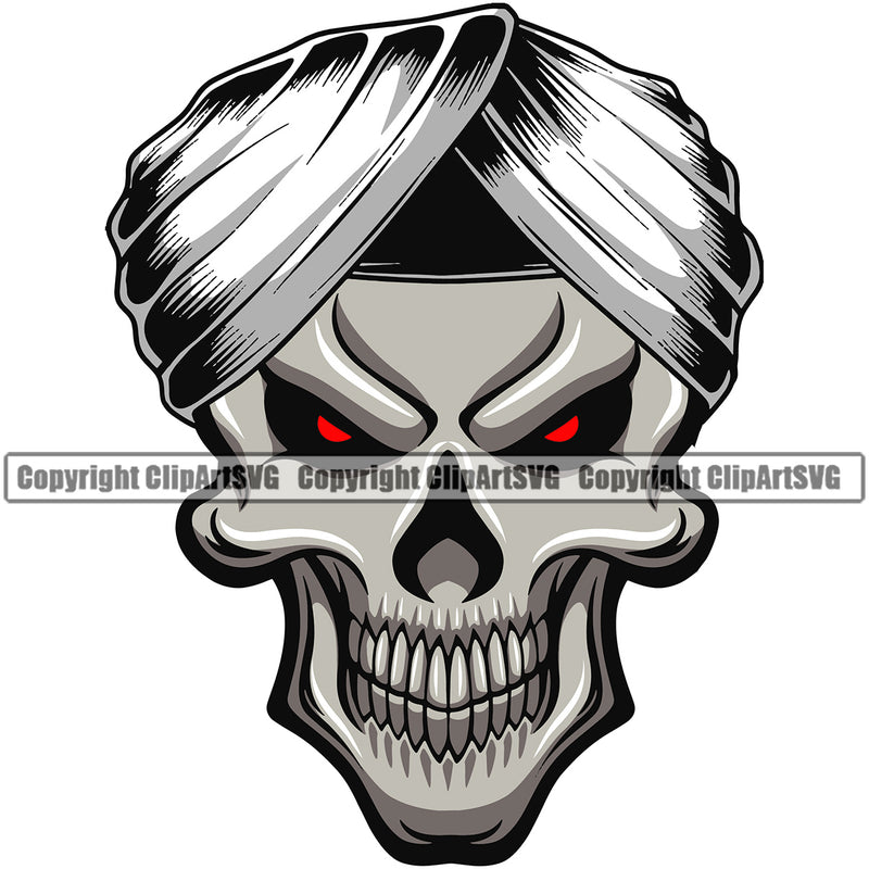 Native American Indian Culture Art Ethnic History Tribal Headdress Skull Turban Hat Red Eyes Color Head Design Element White Background Tribe Warrior Chief Design Logo Clipart SVG