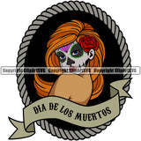 Mexico Mexican Dia De Los Muertos Skull Day Dead Spanish Culture Sombrero Nation Latin Pride Flag Art Design Logo Clipart SVG