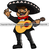 Mexico Mexican Outfit Costume Food Dining Cuisine Spanish Guitar Sombrero Latin Nation Man Flag Art Design Logo Clipart SVG
