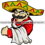 Mexico Mexican Food Dining Cuisine Bar Taco Spanish Latin Man Waiter Guitar Sombrero Nation Flag Art Design Logo Clipart SVG