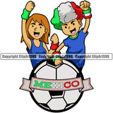 Ethnic Mexican Soccer Little Boy And Girl Color Design Element Logo Clipart SVG