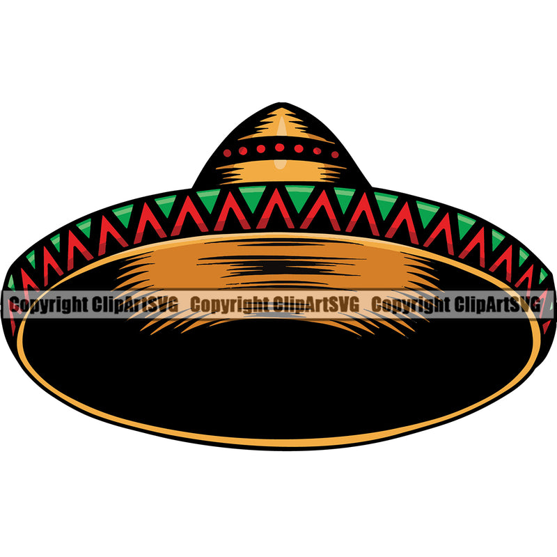 Ethnic Mexican Sombrero Hat Color Design Element Skull Death White Background Head Skeleton Dead Face Horror Human Bone Evil Tattoo Grunge Scary Gothic Art Logo Clipart SVG