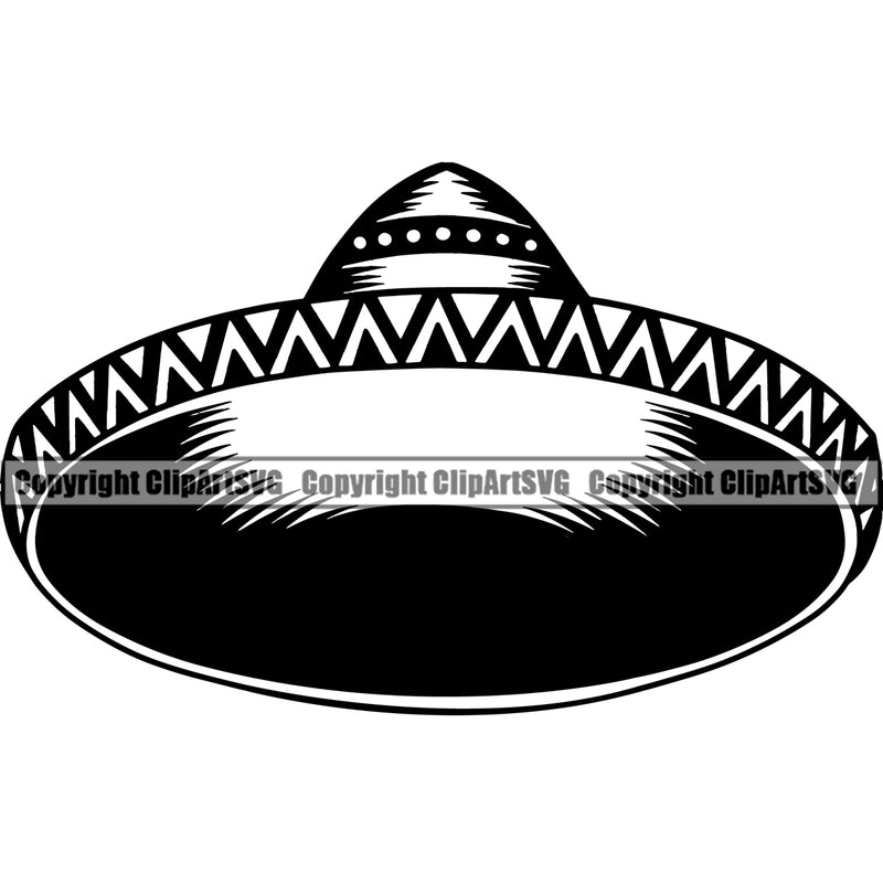 Black And White Shadow Ethnic Mexican Sombrero Hat Design Element Skull Death White Background Head Skeleton Dead Face Horror Human Bone Evil Tattoo Grunge Scary Gothic Art Logo Clipart SVG