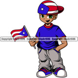 Puerto Rico Rican Cute Little Boy Flag Country World Nation Flag Sign Symbol Color Design Element Logo Clipart SVG