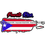 Puerto Rico Rican Country Shaped Flag World Nation Map Sign Symbol Icon Color Design Element Badge Logo Clipart SVG