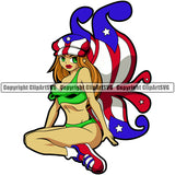 Puerto Rico Rican Cute Little Fairy Girl Flag Country World Nation Map Sign Symbol Color Design Element Logo Clipart SVG