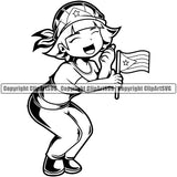 Puerto Rico Rican Cute Little Girl Flag Country World Nation Map Sign Symbol Design Element Logo Clipart SVG