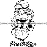 Puerto Rico Rican Cute Little Heart Girl Flag Country World Nation Map Sign Symbol Design Element Logo Clipart SVG