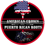 Puerto Rico Rican Tree Roots Family Home Flag Country World Nation Map Sign Symbol Design Element Logo Clipart SVG