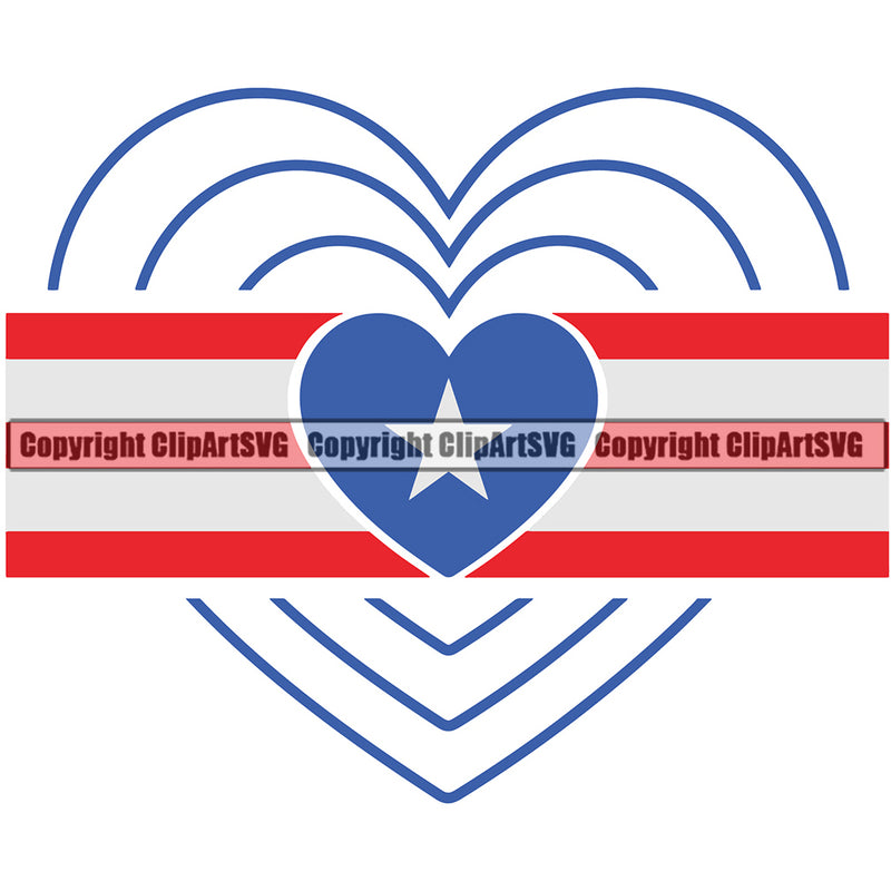 Puerto Rico Rican I Heart Love Flag Country World Nation Map Sign Symbol Icon Design Element Badge Art Logo Clipart SVG