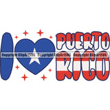 Puerto Rico Rican I Love Flag Country World Nation Map Sign Symbol Icon Design Element Badge Art Logo Clipart SVG