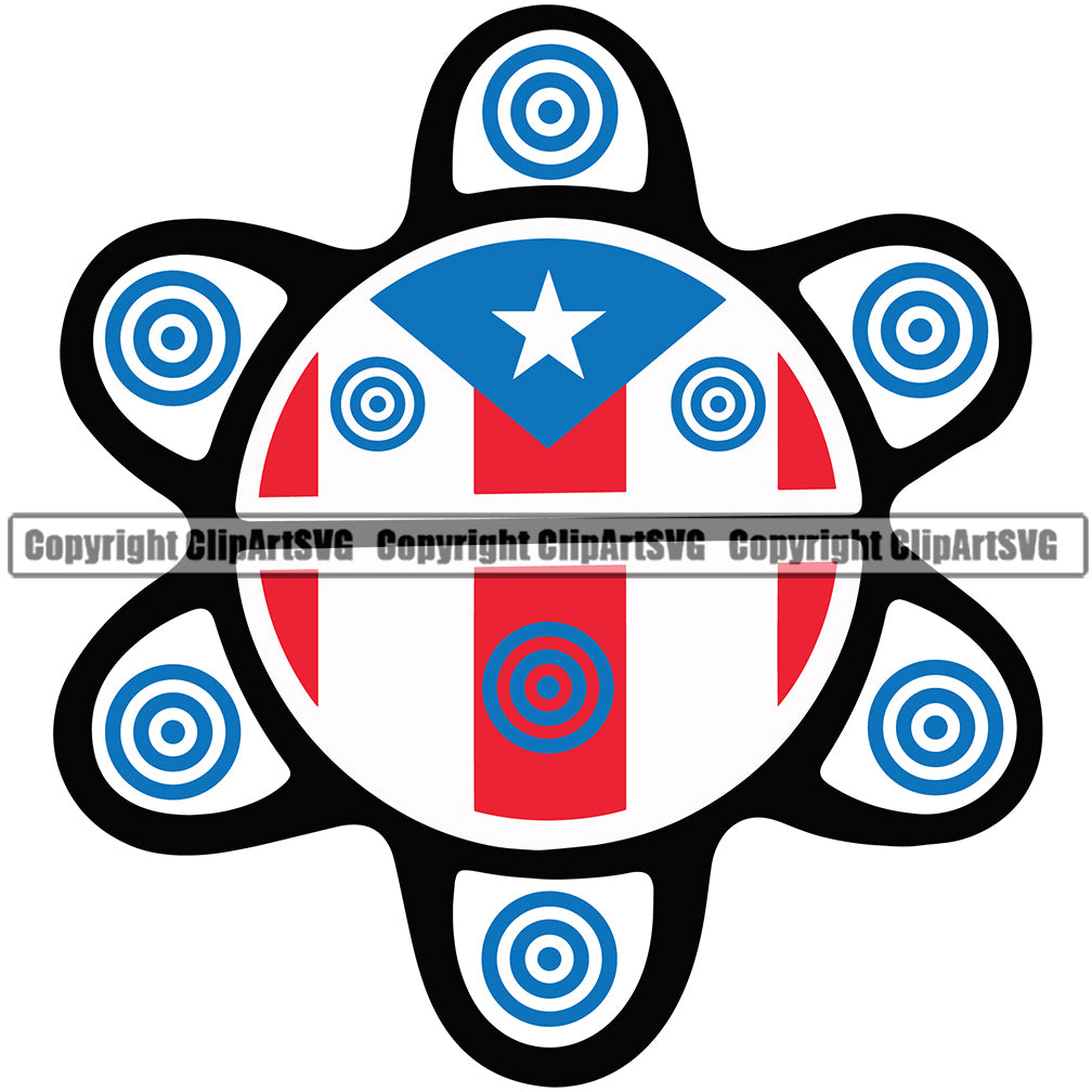 Puerto Rico Rican Turtle Taino Flag Country World Nation Map Sign Symbol Design Element Badge Design Logo Clipart SVG